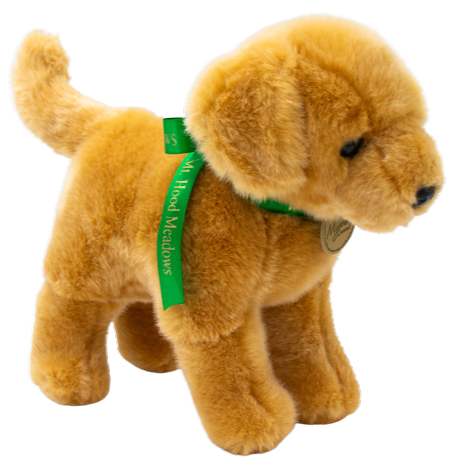 Avalanche dog plush side view.