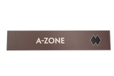 Rectangular brown sign with 'A-ZONE' text 