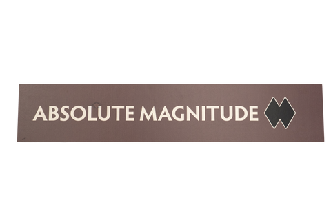 Rectangular sign with 'Absolute Magnitude' text on a brown background 