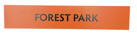 Wooden trail sign with the text, 'Forest Park' 