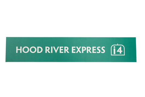 Rectangular green sign with 'Hood River Express' text
