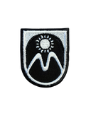 Black and white patch of the Mt. Hood Meadows shield logo