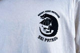 Beige Tshirt with black 'Mount Hood Meadows Ski Patrol' logo.