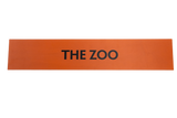 Orange sign with 'THE ZOO' text on a white background